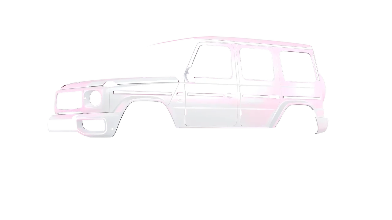 Mercedes-Benz G Class AMG 2025 wrapped in Matt Pink White Starlight (KPMF K75574), front three-quarter view