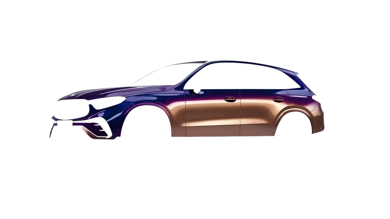 Mercedes-Benz GLC AMG Line 2023 wrapped in Gloss Flip Deep Space (3M GP278), front three-quarter view