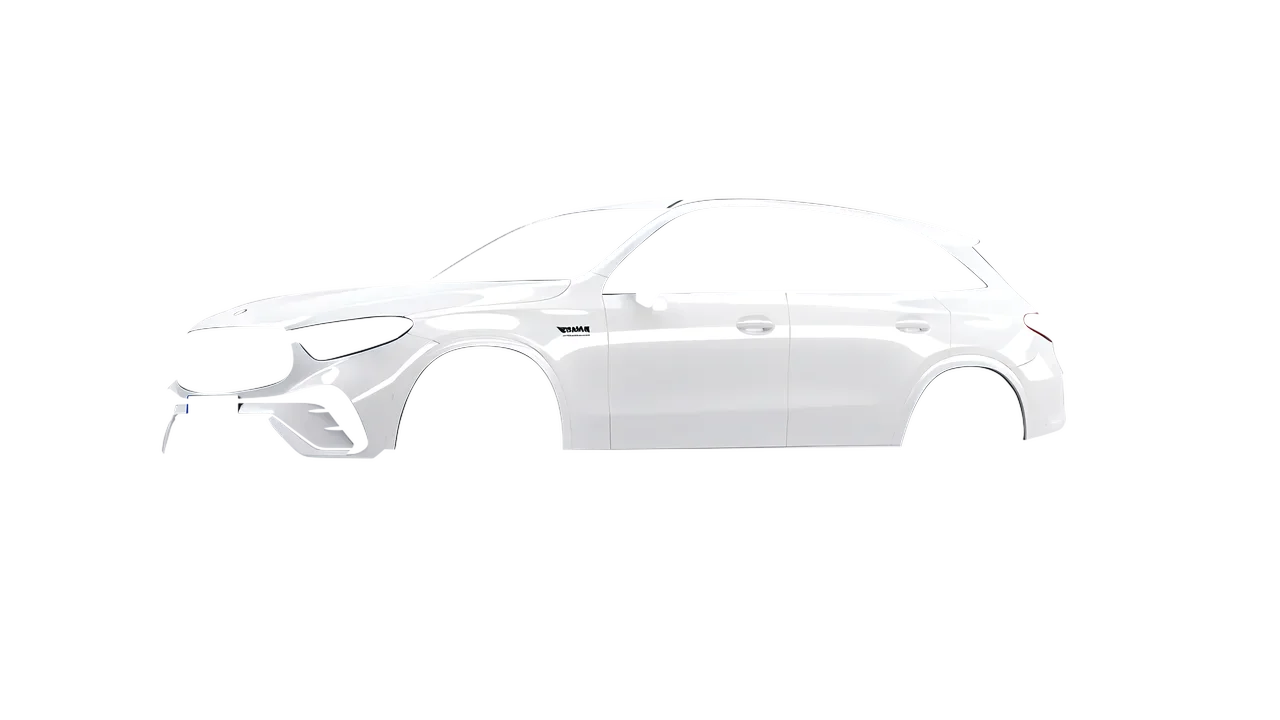 Mercedes-Benz GLC AMG Line 2023 wrapped in Gloss White (3M G10), front three-quarter view
