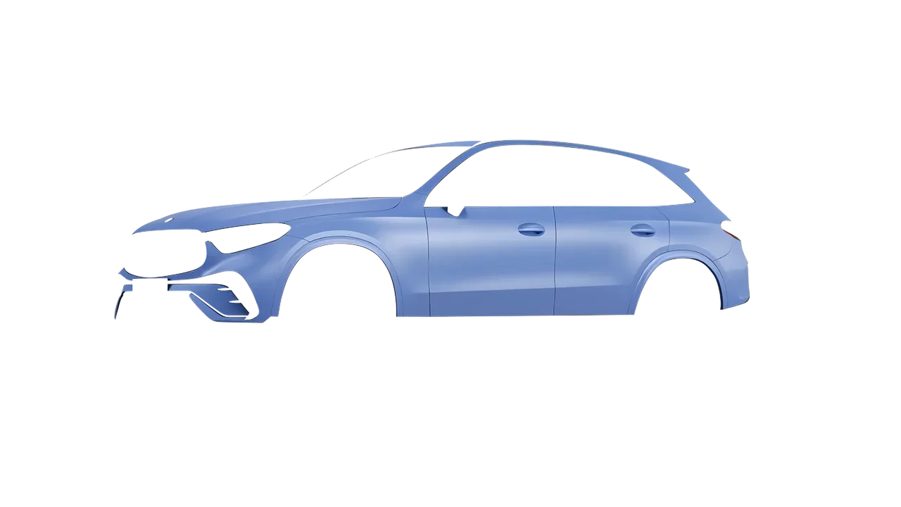 Mercedes-Benz GLC AMG Line 2023 wrapped in Dreamline Blue (Avery Dennison SW900-616-O), front three-quarter view