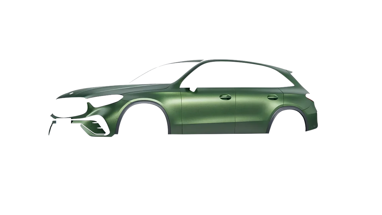 Mercedes-Benz GLC AMG Line 2023 wrapped in Apple Green (Avery Dennison SW900-745-M), front three-quarter view