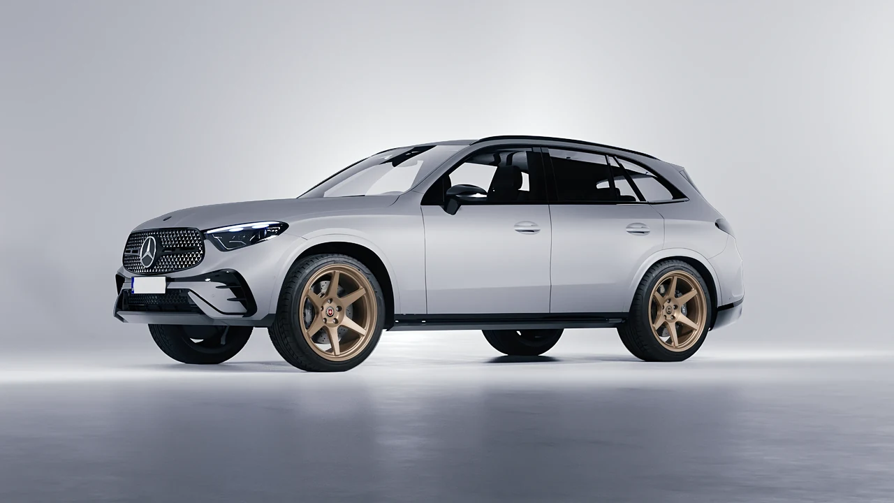 Mercedes-Benz GLC AMG Line 2023 on HRE Performance Wheels 306-GTS forged wheels, front three-quarter view