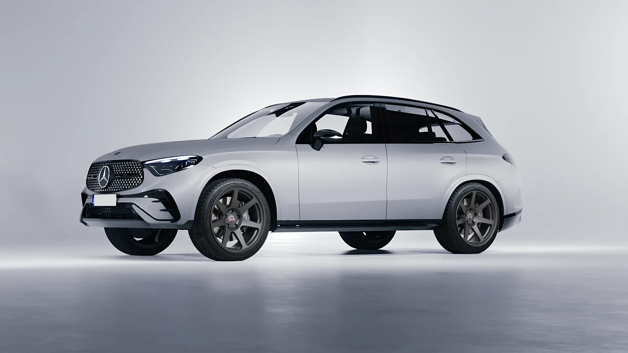 Mercedes-Benz GLC AMG Line 2023 on HRE Performance Wheels 307-GT forged wheels, front three-quarter view