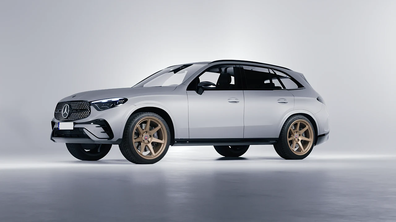Mercedes-Benz GLC AMG Line 2023 on HRE Performance Wheels 307-GTS forged wheels, front three-quarter view