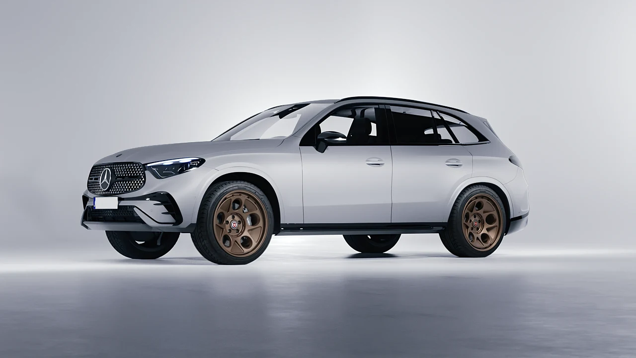 Mercedes-Benz GLC AMG Line 2023 on HRE Performance Wheels 454-GTM forged wheels, front three-quarter view