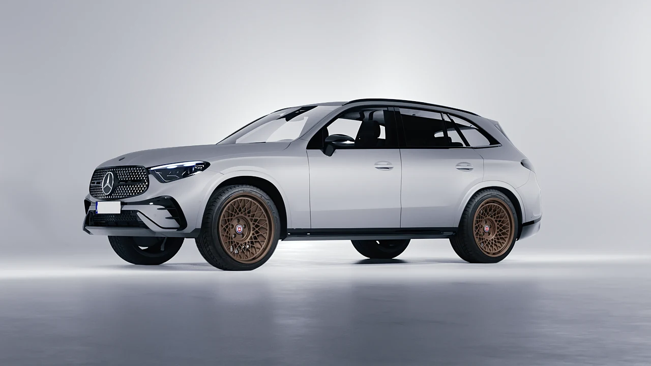 Mercedes-Benz GLC AMG Line 2023 on HRE Performance Wheels 501-GTM forged wheels, front three-quarter view
