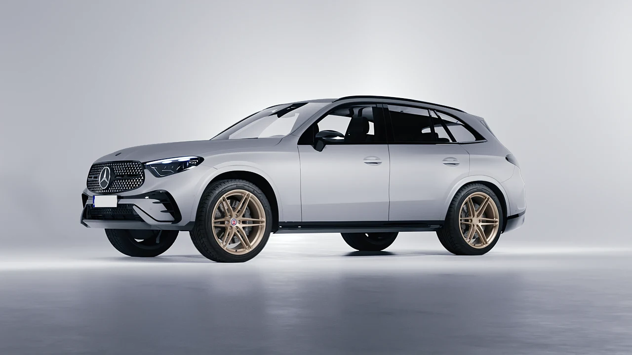 Mercedes-Benz GLC AMG Line 2023 on HRE Performance Wheels P106 forged wheels, front three-quarter view