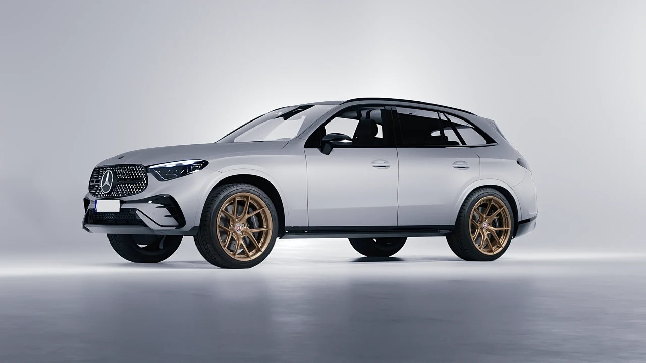 Mercedes-Benz GLC AMG Line 2023 on HRE Performance Wheels S101SC forged wheels, front three-quarter view