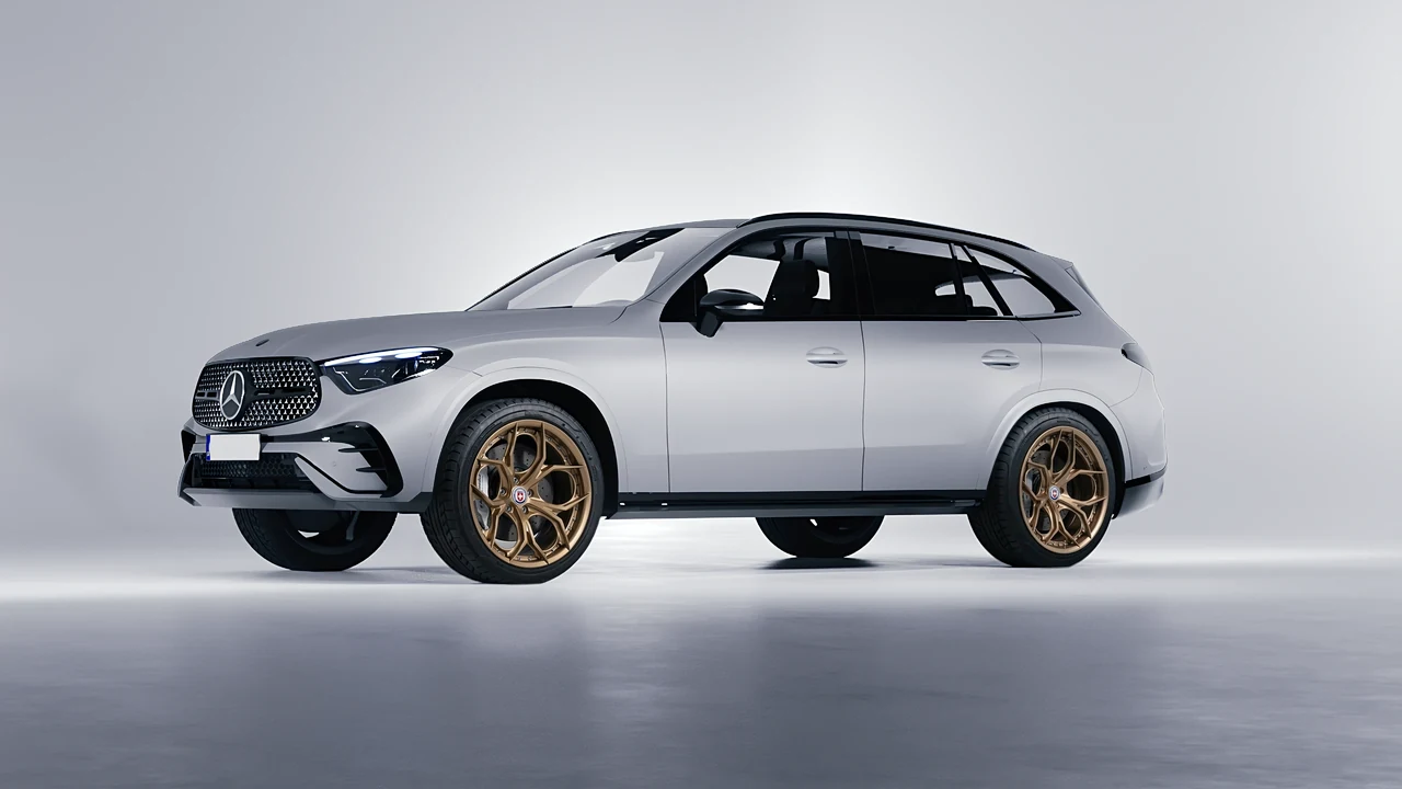 Mercedes-Benz GLC AMG Line 2023 on HRE Performance Wheels S111SC forged wheels, front three-quarter view