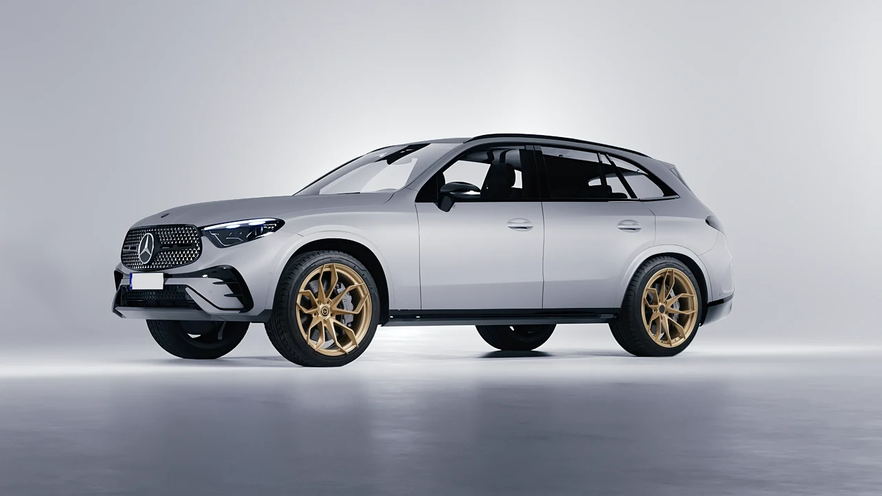 Mercedes-Benz GLC AMG Line 2023 on HRE Performance Wheels S201H forged wheels, front three-quarter view