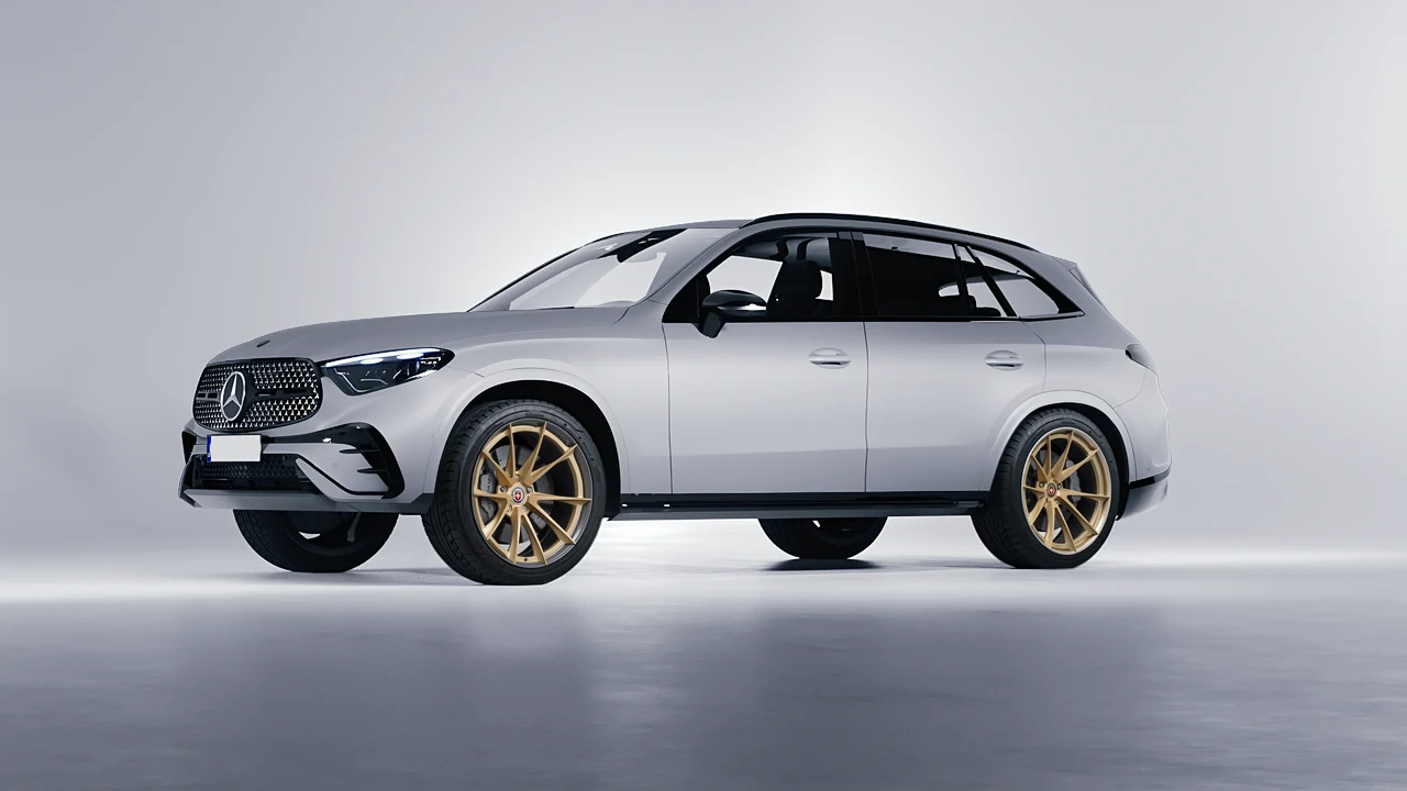 Mercedes-Benz GLC AMG Line 2023 on HRE Performance Wheels S204H forged wheels, front three-quarter view