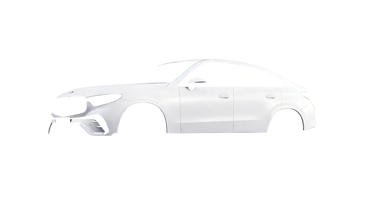 Mercedes-Benz GLC Coupe 2023 wrapped in Carbon Fiber White (Avery Dennison SW900-115-X), front three-quarter view