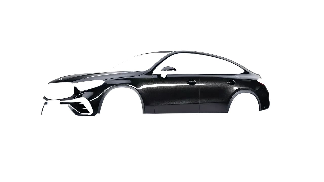Mercedes-Benz GLC Coupe 2023 wrapped in Mystery Black (Avery Dennison SW900-184-M), front three-quarter view