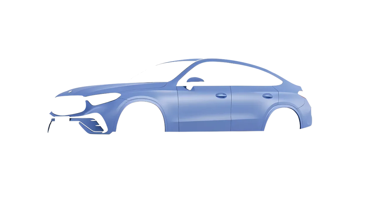 Mercedes-Benz GLC Coupe 2023 wrapped in Dreamline Blue (Avery Dennison SW900-616-O), front three-quarter view