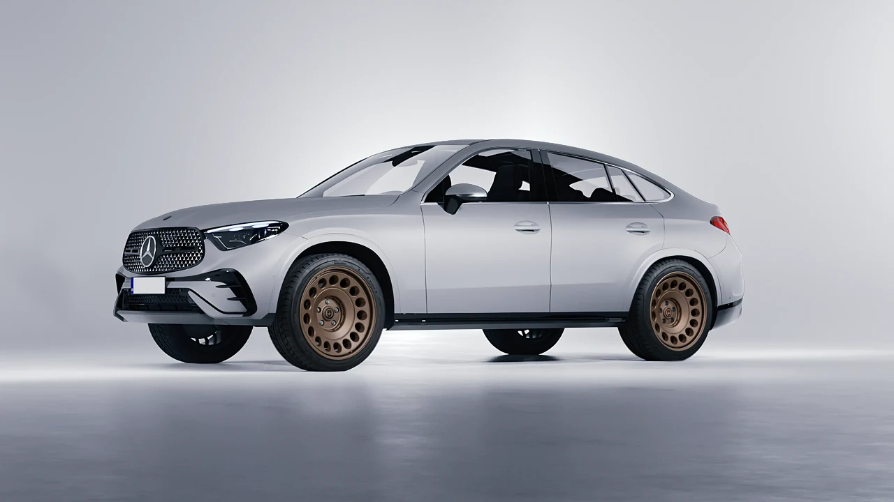 Mercedes-Benz GLC Coupe 2023 on HRE Performance Wheels 037-GTM forged wheels, front three-quarter view