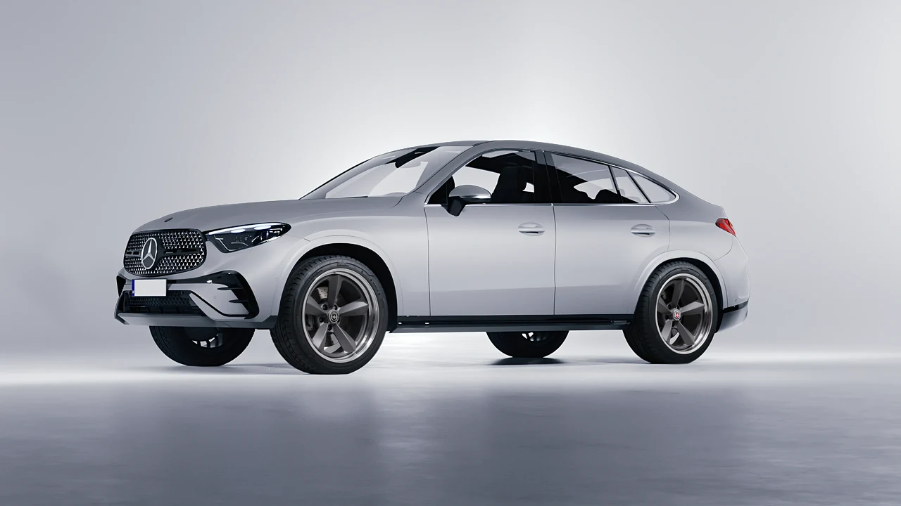 Mercedes-Benz GLC Coupe 2023 on HRE Performance Wheels 105 forged wheels, front three-quarter view