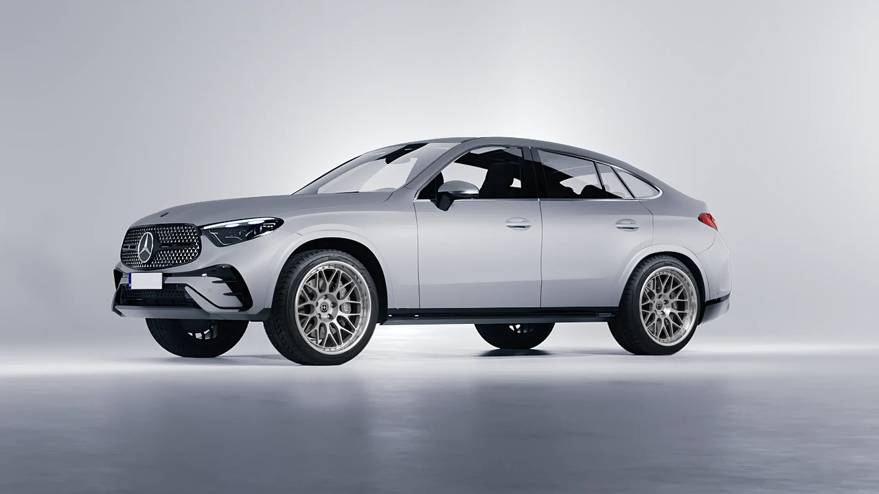 Mercedes-Benz GLC Coupe 2023 on HRE Performance Wheels 300 forged wheels, front three-quarter view