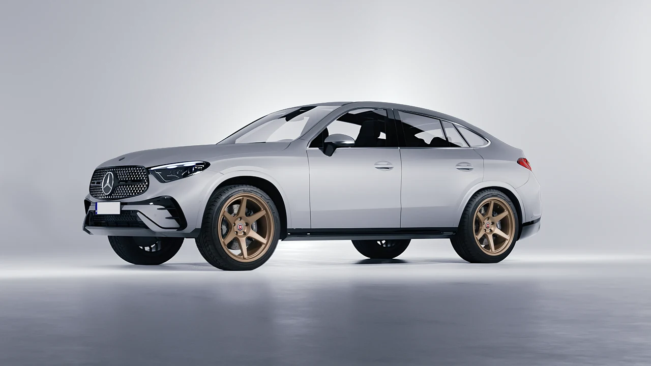 Mercedes-Benz GLC Coupe 2023 on HRE Performance Wheels 306-GTS forged wheels, front three-quarter view