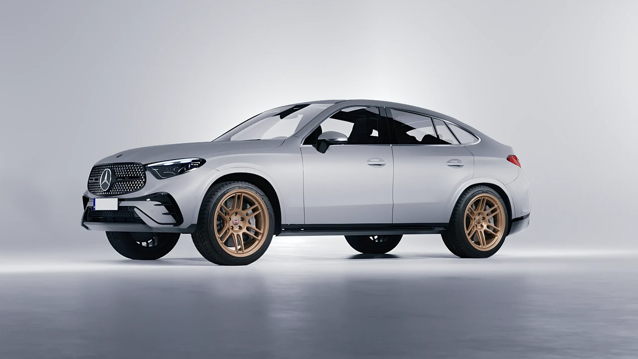 Mercedes-Benz GLC Coupe 2023 on HRE Performance Wheels 312-GTS forged wheels, front three-quarter view