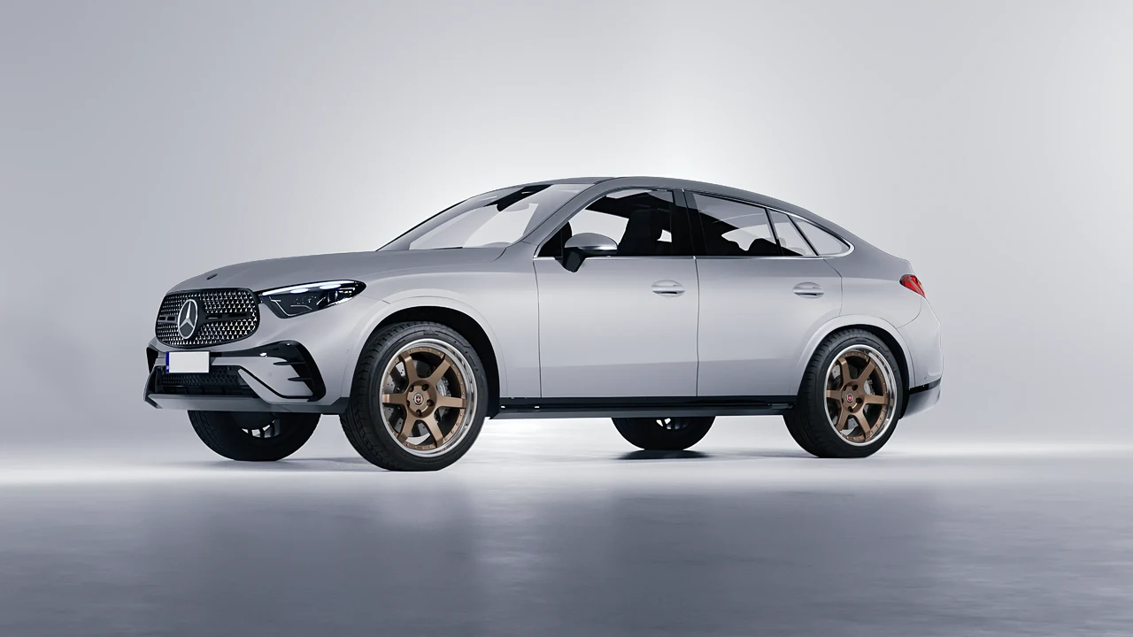 Mercedes-Benz GLC Coupe 2023 on HRE Performance Wheels C106 forged wheels, front three-quarter view