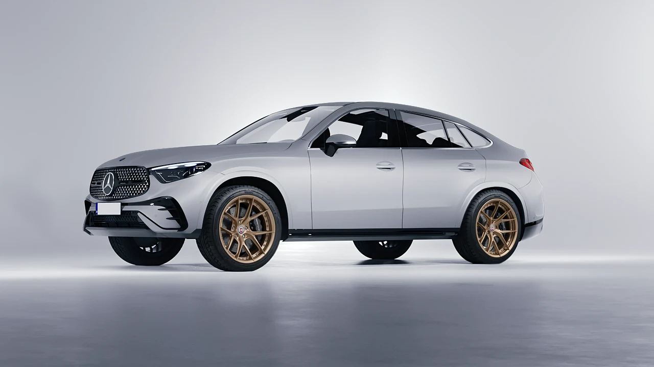 Mercedes-Benz GLC Coupe 2023 on HRE Performance Wheels S101SC forged wheels, front three-quarter view