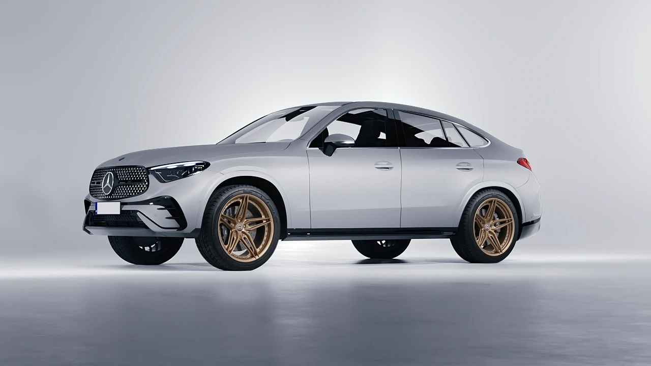 Mercedes-Benz GLC Coupe 2023 on HRE Performance Wheels S107SC forged wheels, front three-quarter view