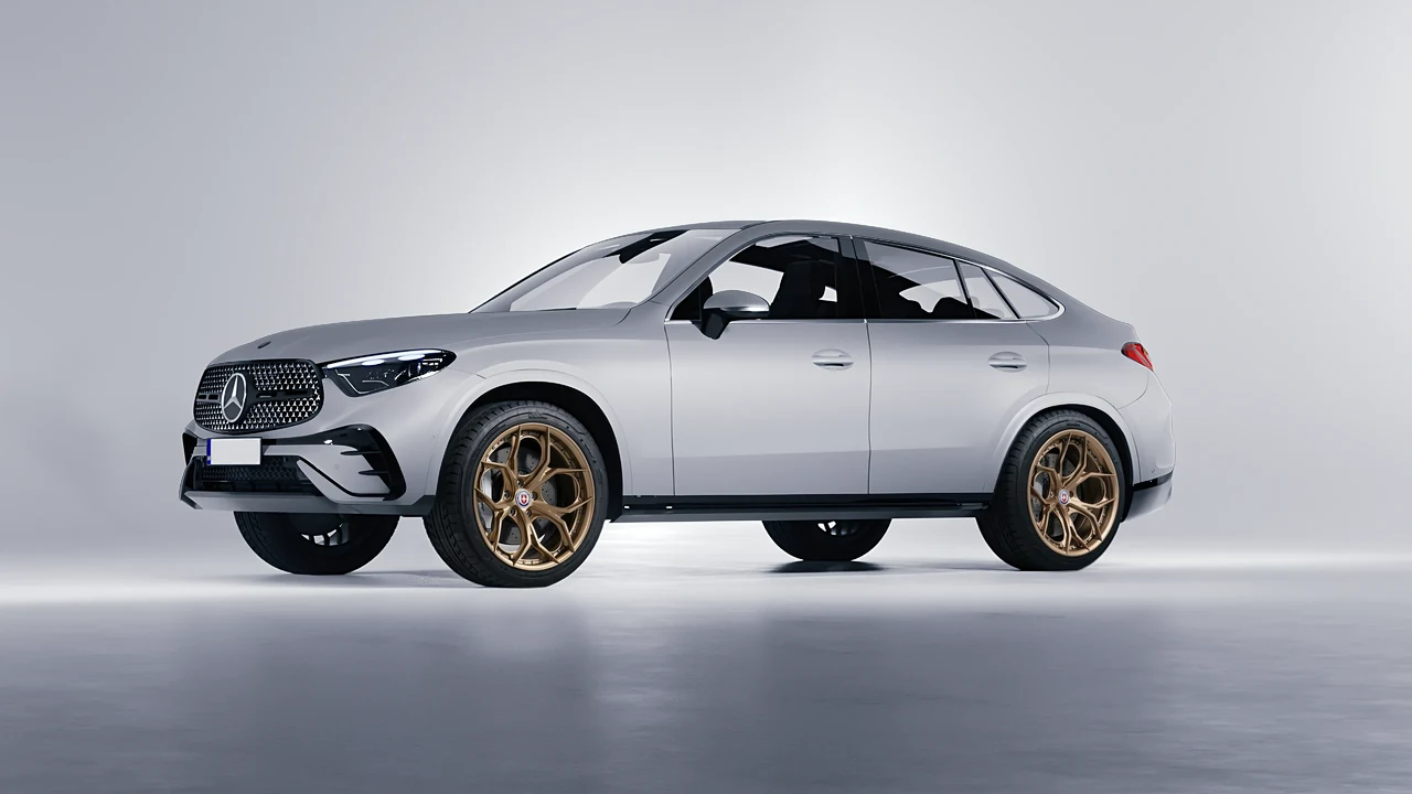Mercedes-Benz GLC Coupe 2023 on HRE Performance Wheels S111SC forged wheels, front three-quarter view