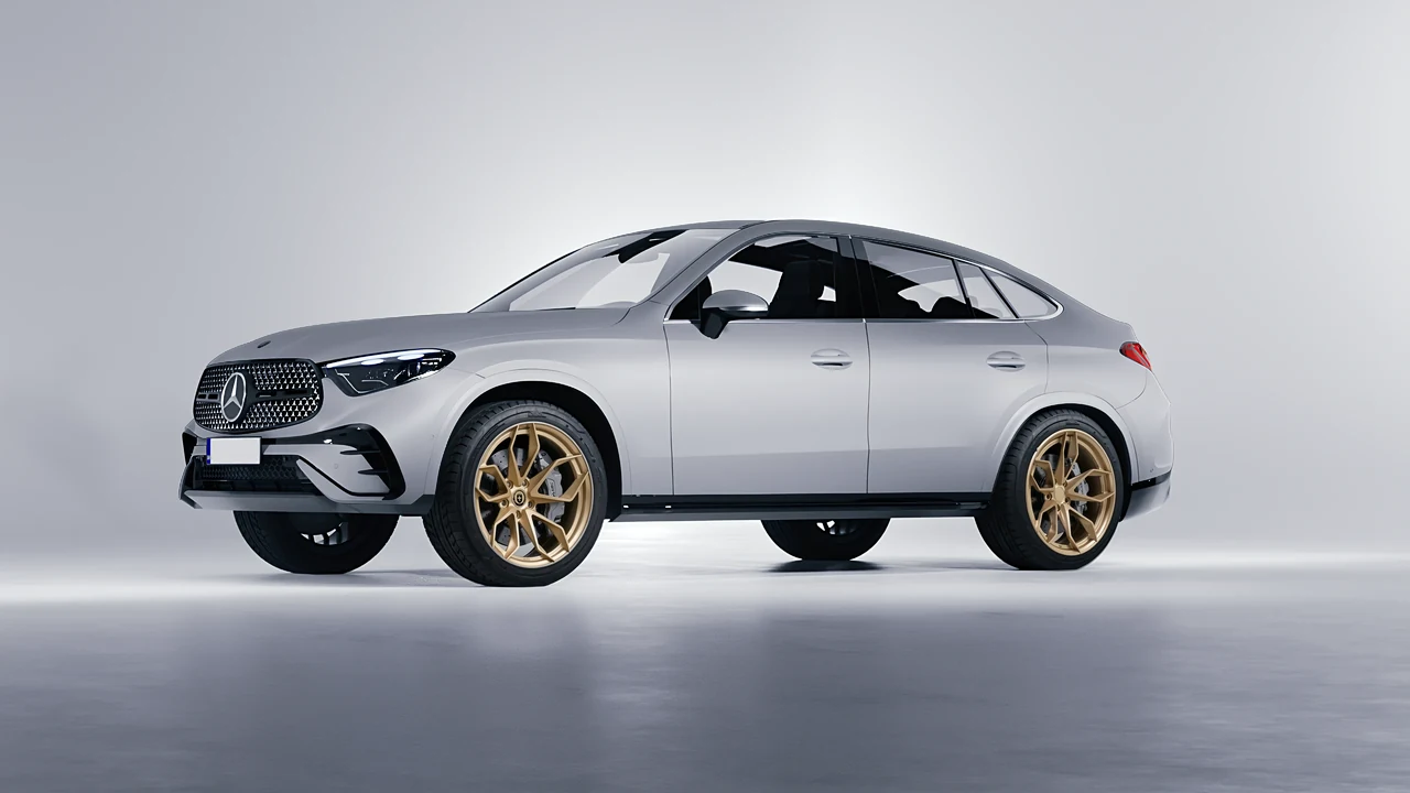 Mercedes-Benz GLC Coupe 2023 on HRE Performance Wheels S201H forged wheels, front three-quarter view