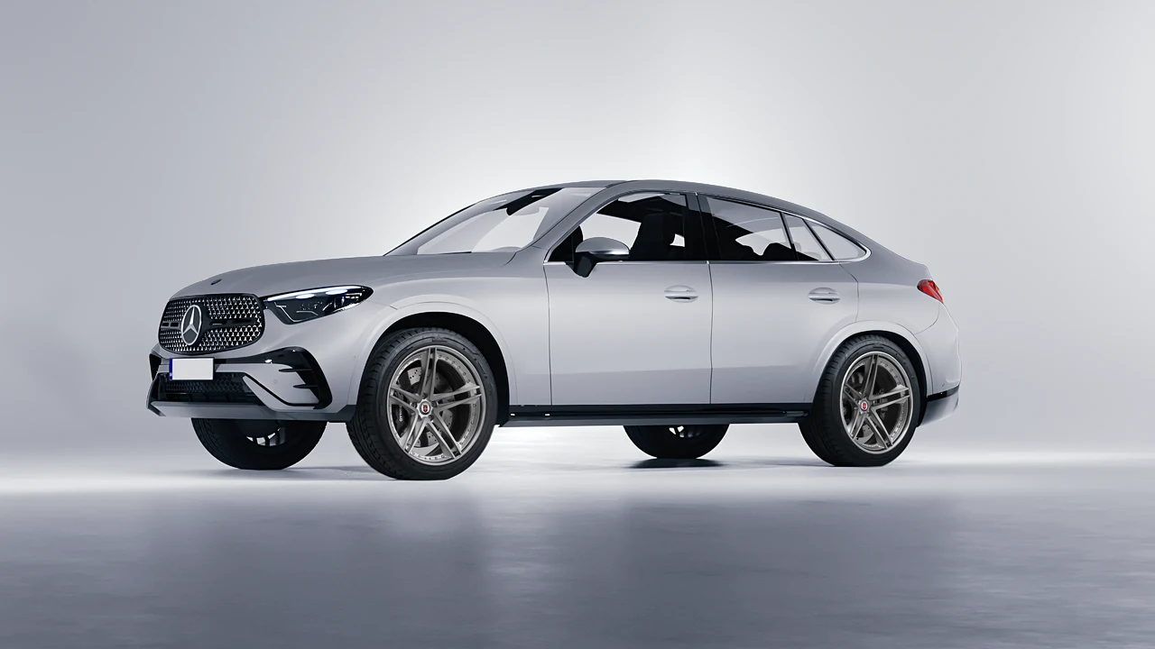 Mercedes-Benz GLC Coupe 2023 on HRE Performance Wheels S207 forged wheels, front three-quarter view