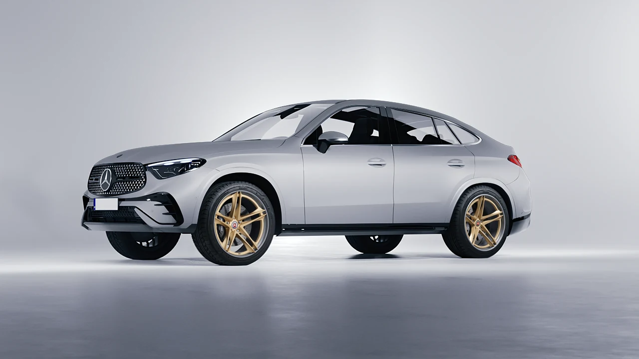 Mercedes-Benz GLC Coupe 2023 on HRE Performance Wheels S207H forged wheels, front three-quarter view