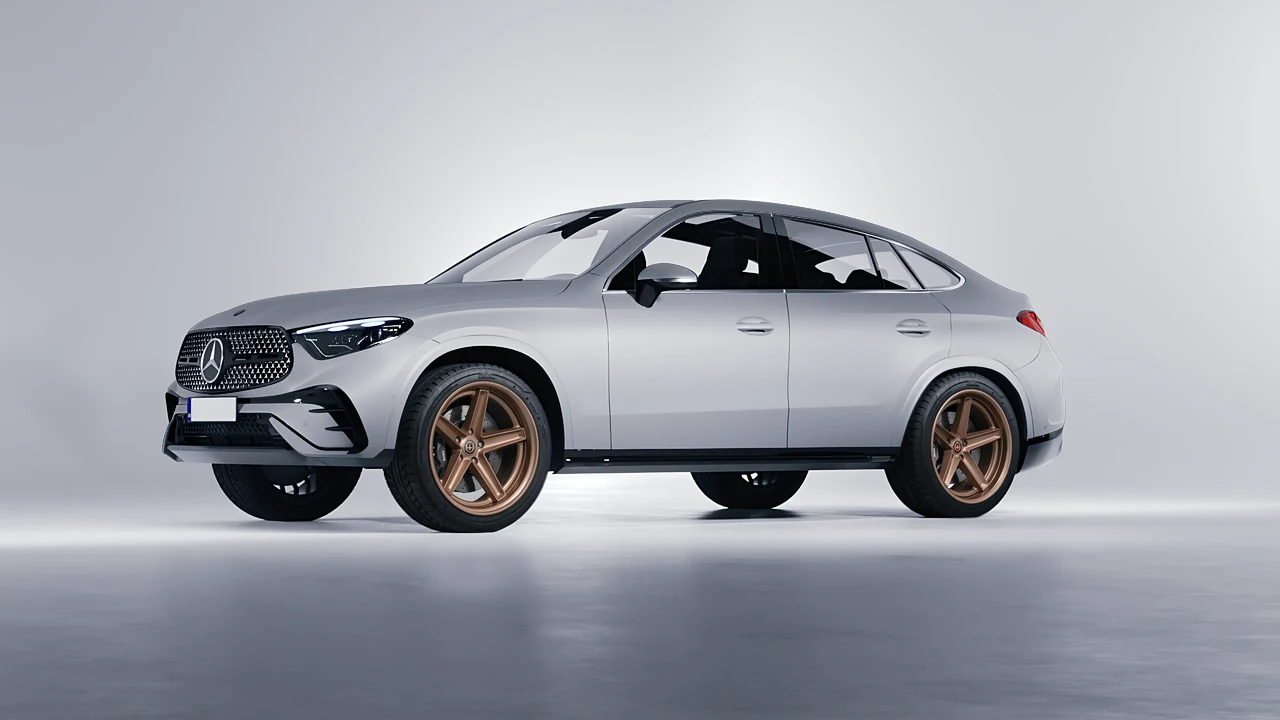 Mercedes-Benz GLC Coupe 2023 on HRE Performance Wheels Tusk forged wheels, front three-quarter view