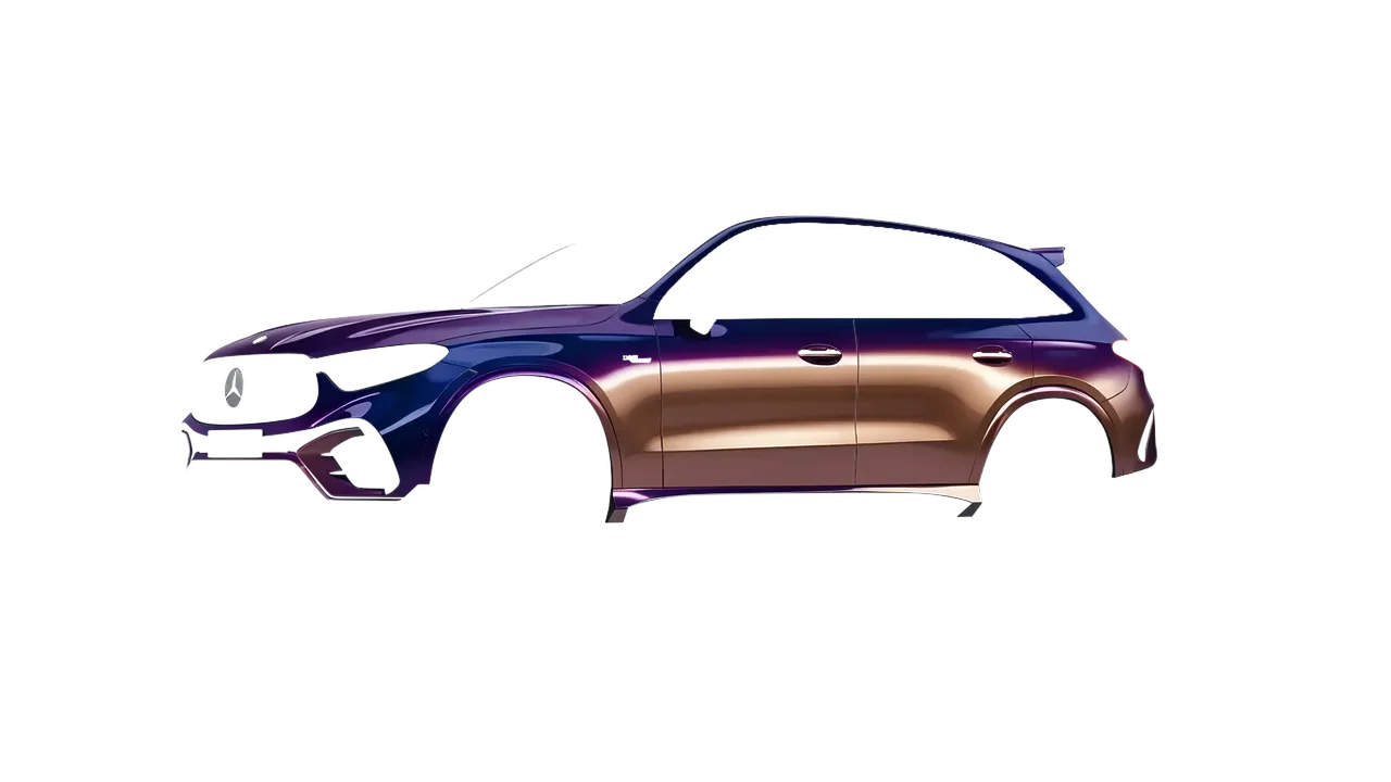 Mercedes-Benz Glc63 S AMG E Performance 2023 wrapped in Gloss Flip Deep Space (3M GP278), front three-quarter view