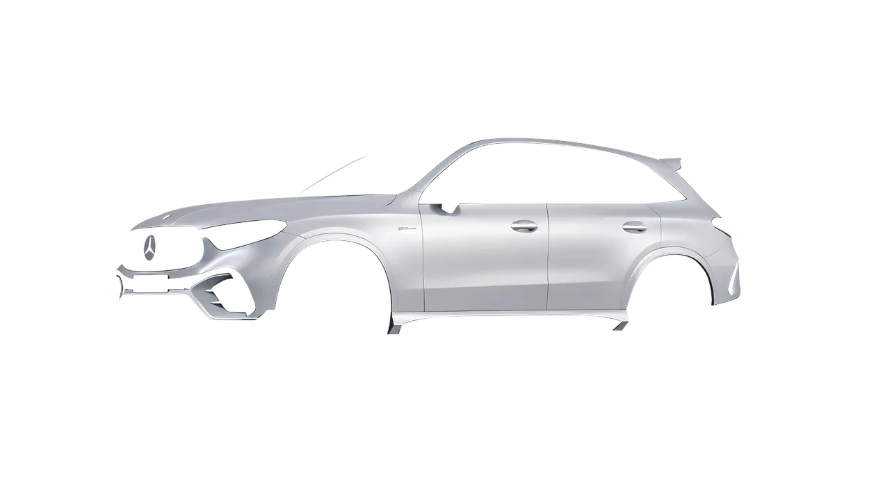 Mercedes-Benz Glc63 S AMG E Performance 2023 wrapped in Matte Silver (3M M21), front three-quarter view