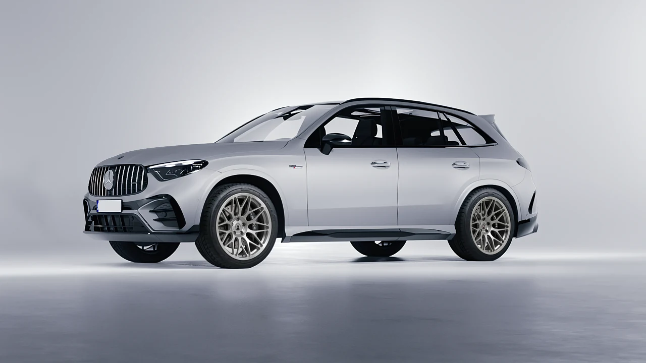 Mercedes-Benz Glc63 S AMG E Performance 2023 on HRE Performance Wheels 300M forged wheels, front three-quarter view