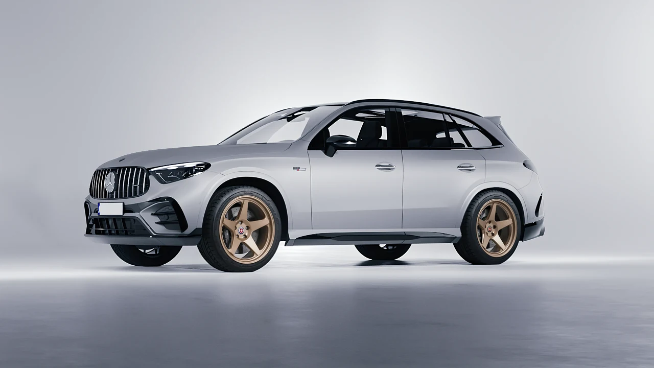 Mercedes-Benz Glc63 S AMG E Performance 2023 on HRE Performance Wheels 305-GTS forged wheels, front three-quarter view