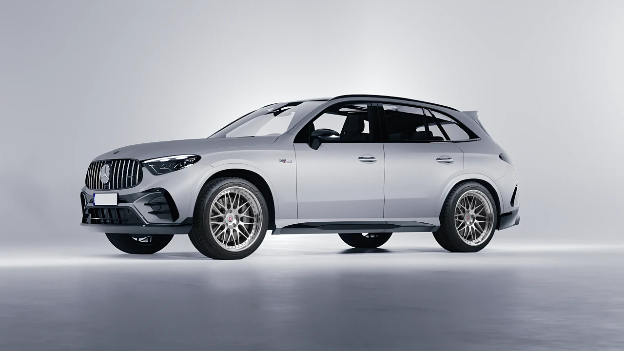 Mercedes-Benz Glc63 S AMG E Performance 2023 on HRE Performance Wheels 540C forged wheels, front three-quarter view
