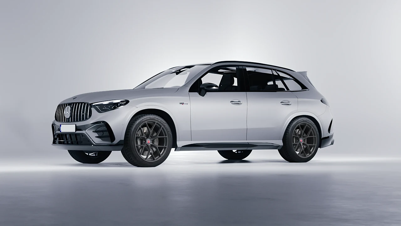 Mercedes-Benz Glc63 S AMG E Performance 2023 on HRE Performance Wheels R161-Lightweight forged wheels, front three-quarter view
