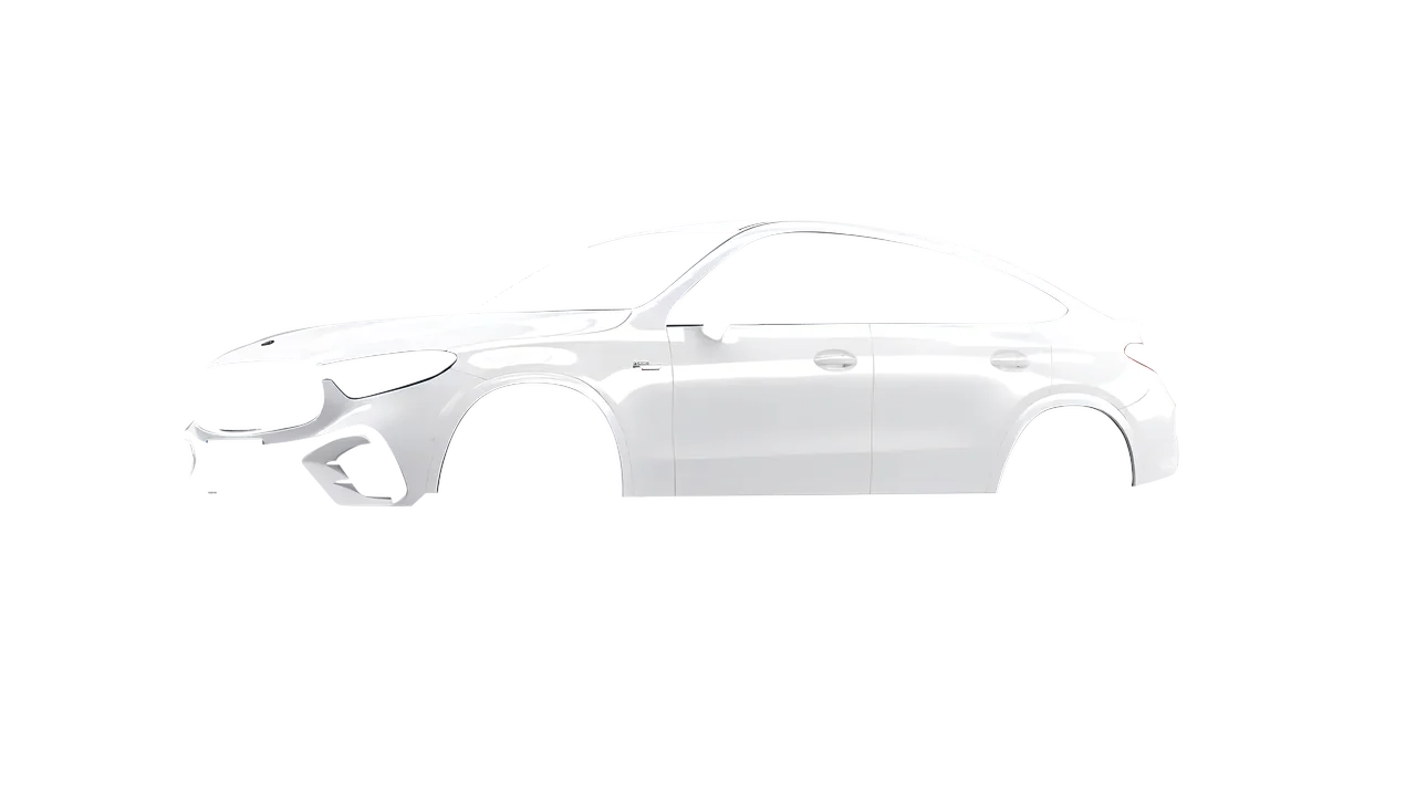 Mercedes-Benz Glc63 S AMG E Performance Coupe 2023 wrapped in Gloss White (3M G10), front three-quarter view
