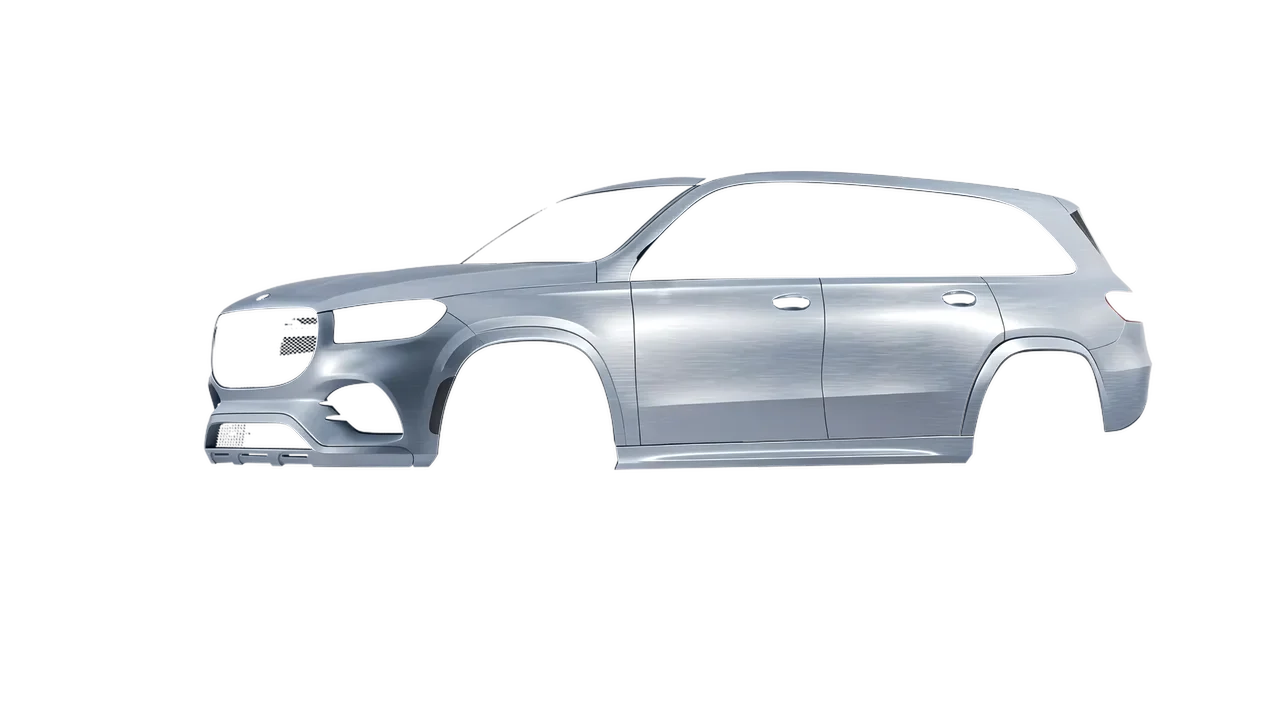 Mercedes-Benz GLS  Class 2023 wrapped in Brushed Aluminum (Avery Dennison SW900-812-X), front three-quarter view