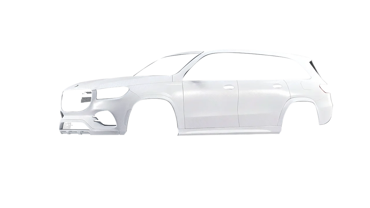 Mercedes-Benz GLS  Class 2023 wrapped in Carbon Fiber White (Avery Dennison SW900-115-X), front three-quarter view