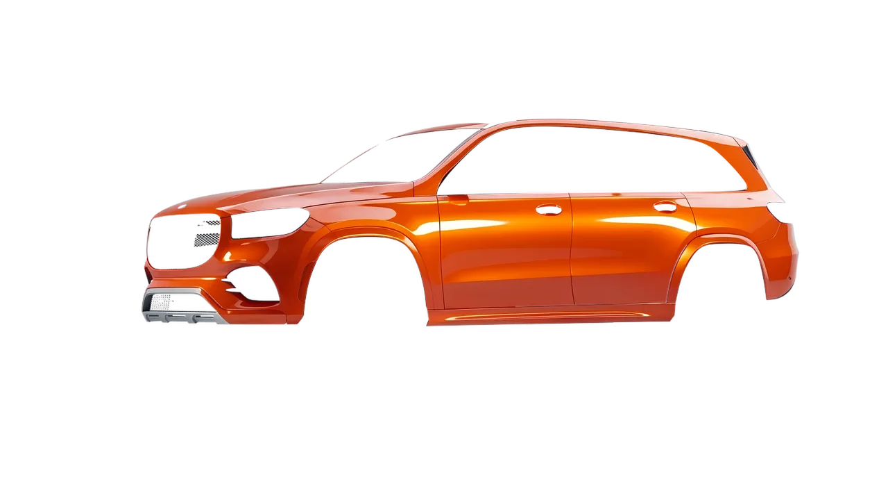 Mercedes-Benz GLS  Class 2023 wrapped in Fiery Orange (3M G364), front three-quarter view