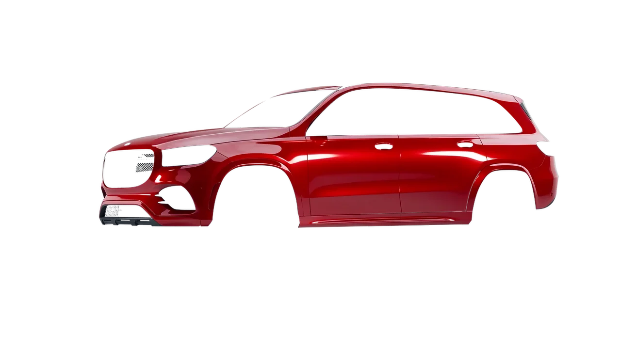 Mercedes-Benz GLS  Class 2023 wrapped in Hot Rod Red (3M G13), front three-quarter view
