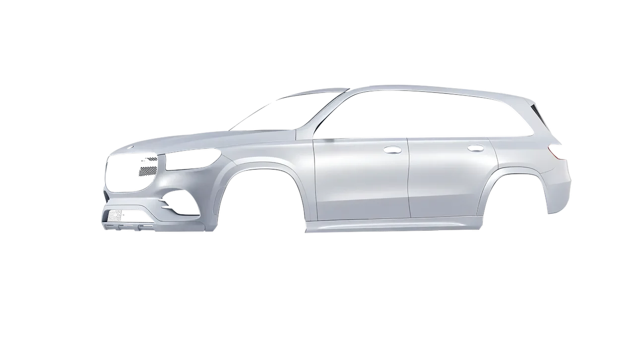 Mercedes-Benz GLS  Class 2023 wrapped in Matte Silver (3M M21), front three-quarter view