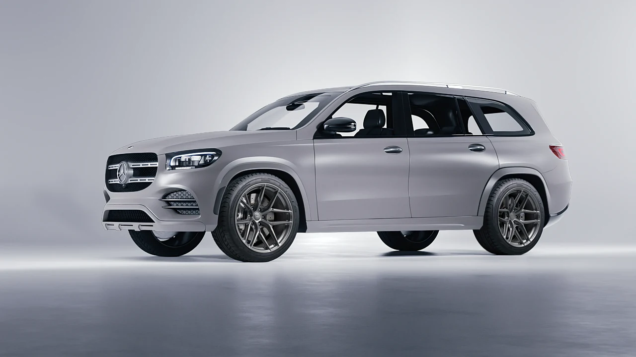 Mercedes-Benz GLS  Class 2023 on HRE Performance Wheels P161SC forged wheels, front three-quarter view