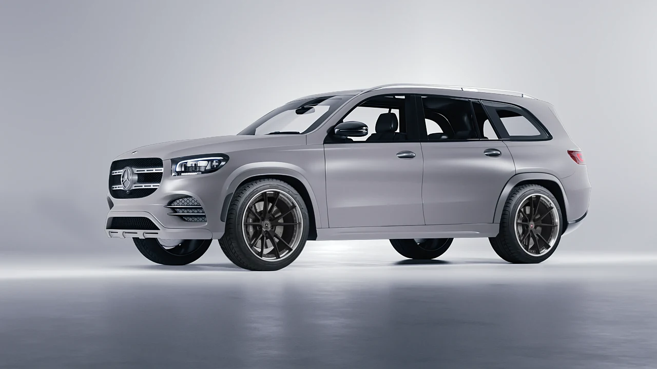 Mercedes-Benz GLS  Class 2023 on HRE Performance Wheels S104 forged wheels, front three-quarter view