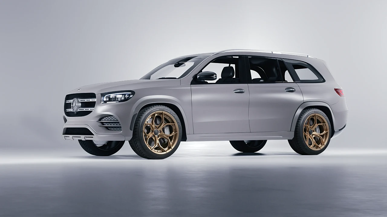 Mercedes-Benz GLS  Class 2023 on HRE Performance Wheels S111SC forged wheels, front three-quarter view