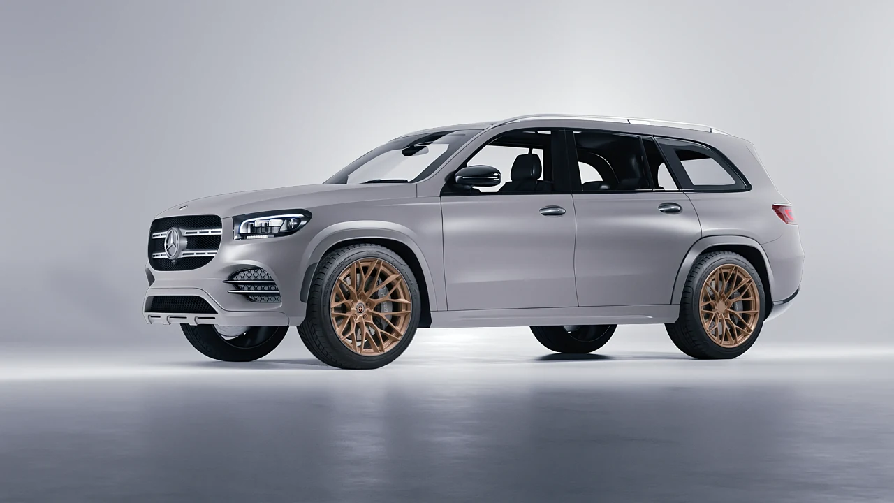 Mercedes-Benz GLS  Class 2023 on HRE Performance Wheels S200H forged wheels, front three-quarter view