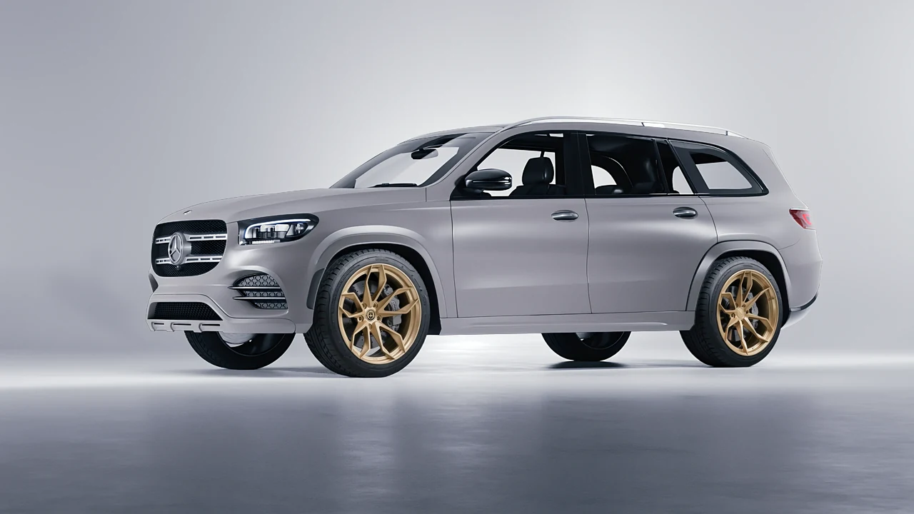 Mercedes-Benz GLS  Class 2023 on HRE Performance Wheels S201H forged wheels, front three-quarter view