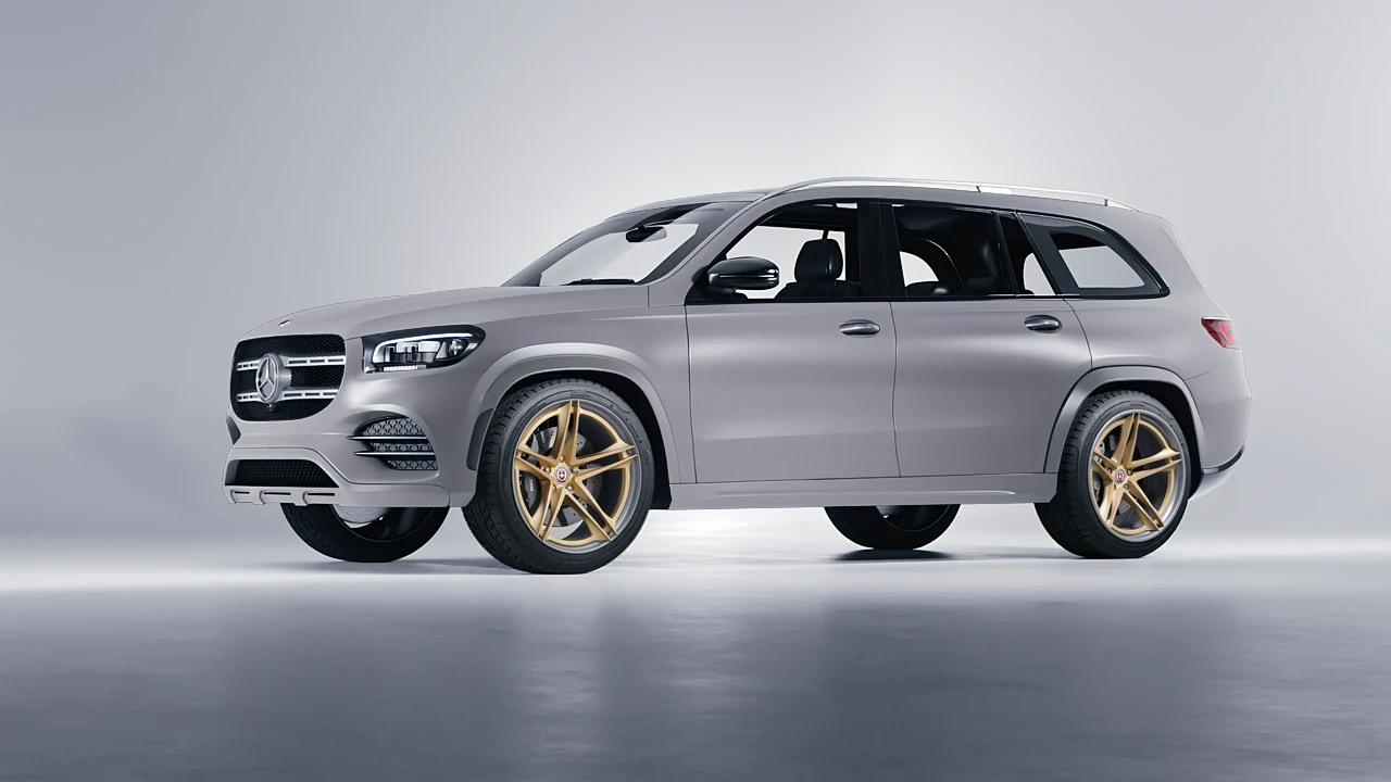 Mercedes-Benz GLS  Class 2023 on HRE Performance Wheels S207H forged wheels, front three-quarter view