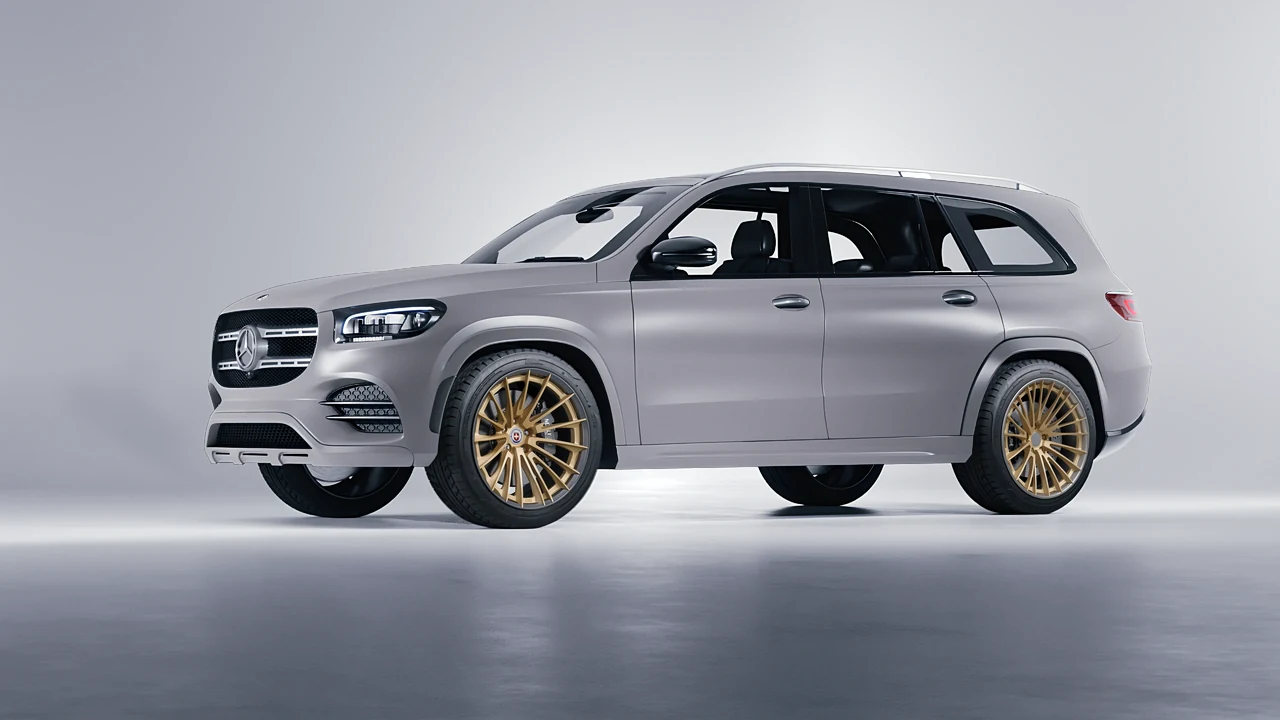 Mercedes-Benz GLS  Class 2023 on HRE Performance Wheels S209H forged wheels, front three-quarter view